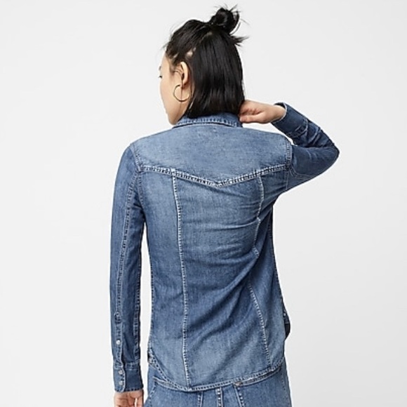 J. Crew Chambray Shirt - Vintage Indigo Size 0 - Picture 2 of 7